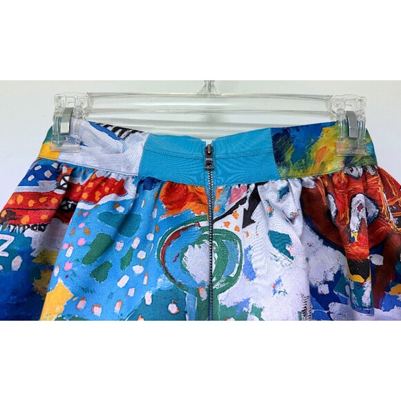 Alice + Olivia Basquiat Unbreakable Print Tina Maxi Skirt Blue Doodle Paint 2 - Picture 9 of 12